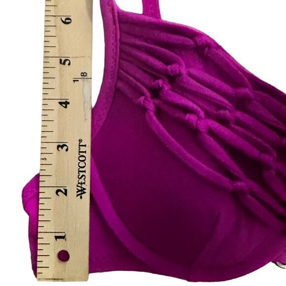 BECCA by Rebecca Virtue Women Padded Bathing Suit Bikini Top Magenta Pink M NWOT - Picture 7 of 10